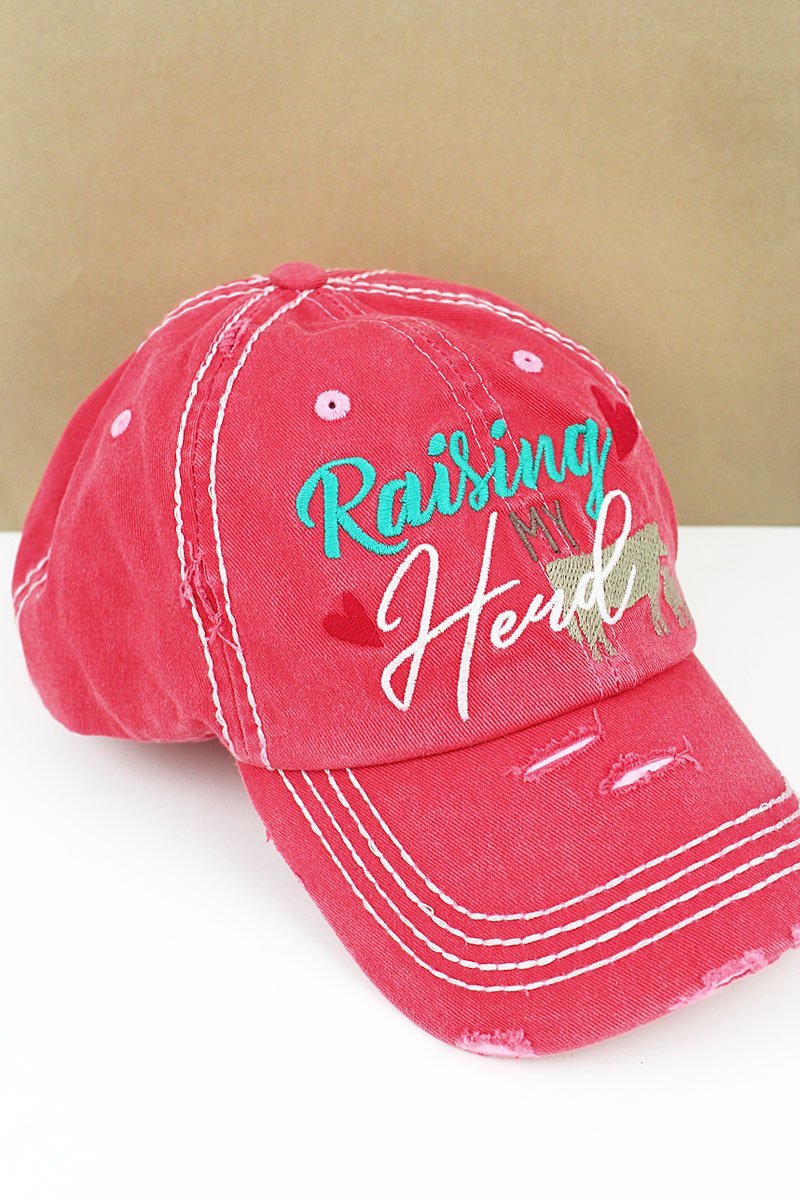 Distressed Salmon Cap 'Raising My Herd'