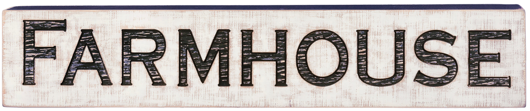 Distressed wooden sign lending 1/4" deep carved "Farmhouse" sentiment. Includes sawtooth hangers for easy hanging or can free-stand alone.