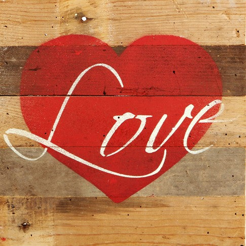 RECLAIMED WOOD WALL ART - Love (with heart graphic)