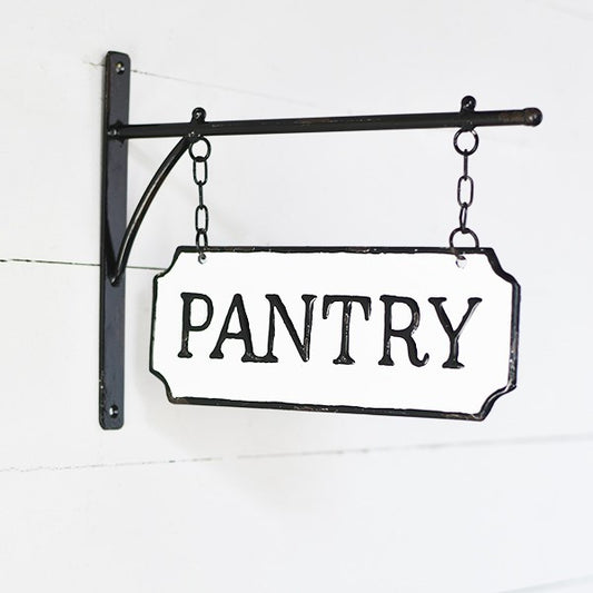 Metal Pantry Sign with Hanging Display Bar