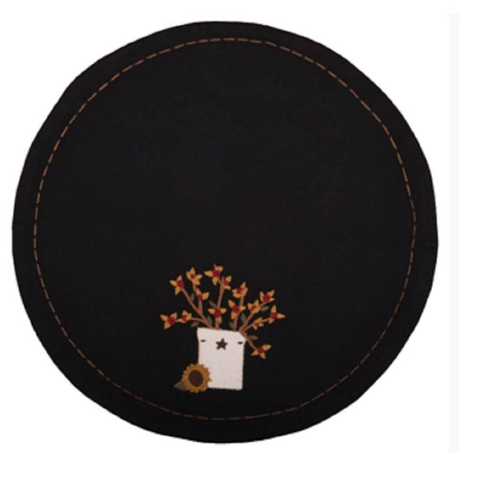 Home Collections by Raghu - Bitter sweet Crock Candle Mat 15 In Dia - Black