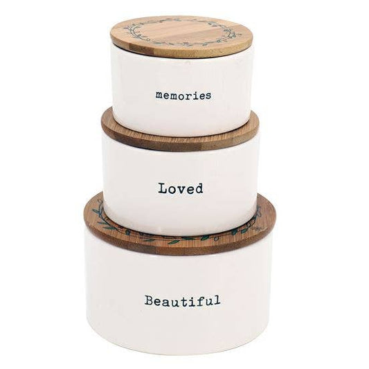 Stacking Sentiment Canisters - 3 Set