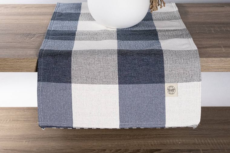 Table runner - 10" x 54" - Navy White Buffalo Check Plaid Table Runner