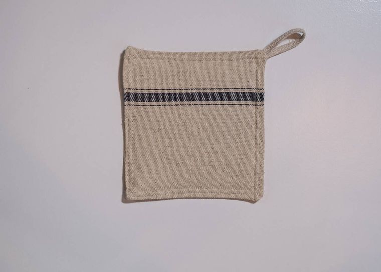 Potholder - Blue Farmhouse Fabric -  3 stripe