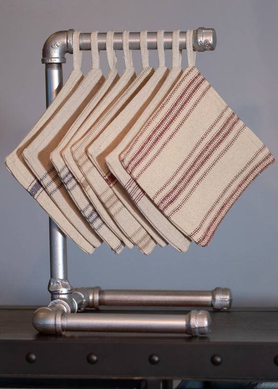 Potholder - Red Farmhouse Fabric -  3 stripe