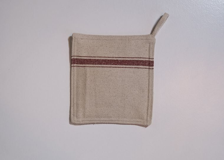 Potholder - Red Farmhouse Fabric -  3 stripe