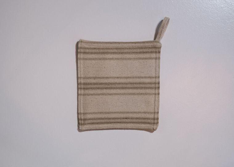 Potholder - Tan Farmhouse Fabric -  3 stripe